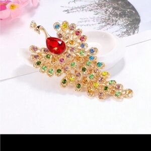 Elegant Multicolor Peacock Brooch NWT